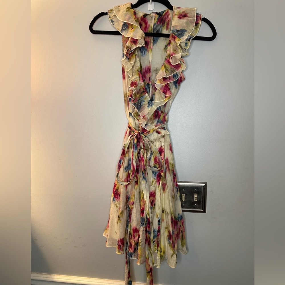 Ark & Co Pink Tie Front Asymmetrical Sundress